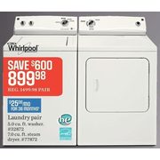 Whirlpool 5.0 cu. Ft. Cabrio Top Load Washer & 7.0 cu. Ft. Cabrio HE Electric Steam Dryer - $899.98 ($600.00 off)