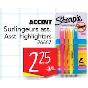 Accent Sharpie Asst. Highlighters - $2.25