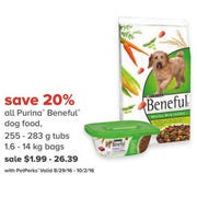 All Purina Beneful Dog Food, 255-283g Tubs & 1.6-14kg Bags w/ PetPerks - From $1.99 (20% off)