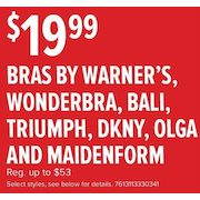 Bras by Warner's, Wonderbra, Bali, Triumph and More - $19.99