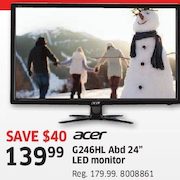 Acer G246HL Abd 24" LED Monitor - $139.99 ($40.00 off)