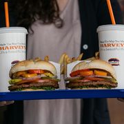 Harvey's 2 Can Dine: Get Two Original Burger, Veggie Burger or Hot Dog Combos for $9.99