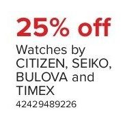 Watches by Citizen, Seiko, Bulova, and Timex - 25% off