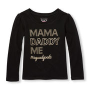 Toddler Girls Long Sleeve Glitter 'mama Daddy Me Squadgoals' Graphic Tee - $5.18 ($7.77 Off)