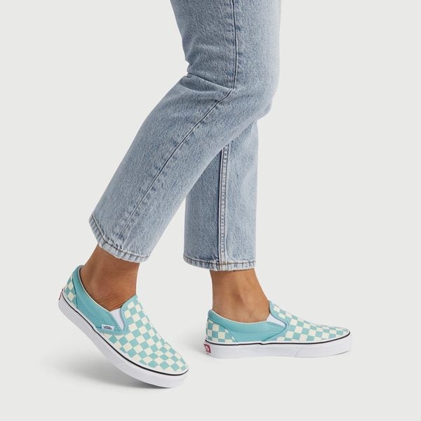 vans slip on aqua
