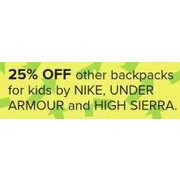 Backpacks for Kids by Nike, Under Armour and High Sierra - 25% off