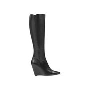 Varin Wide Calf Wedge Boots - Black Leather - $149.99 ($39.01 Off)