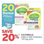 Culturelle Adult Or Kids' Probiotics - 20% off