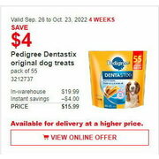 Pedigree Dentastix Original Dog Treats - $15.99 ($4.00 off)