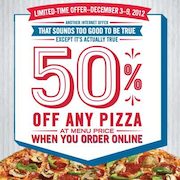 Dominos.ca: 50% Off Any Pizza When You Order Online! Ends December 9